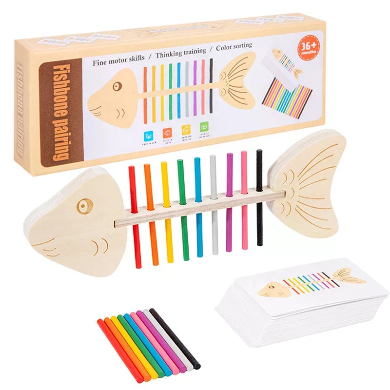 Giocattoli sensoriali Montessori con abbinamento di colori Bastone di equilibrio in legno Gioco di allenamento fine Giocattolo puzzle per ragazzi Ragazze Regalo di compleanno