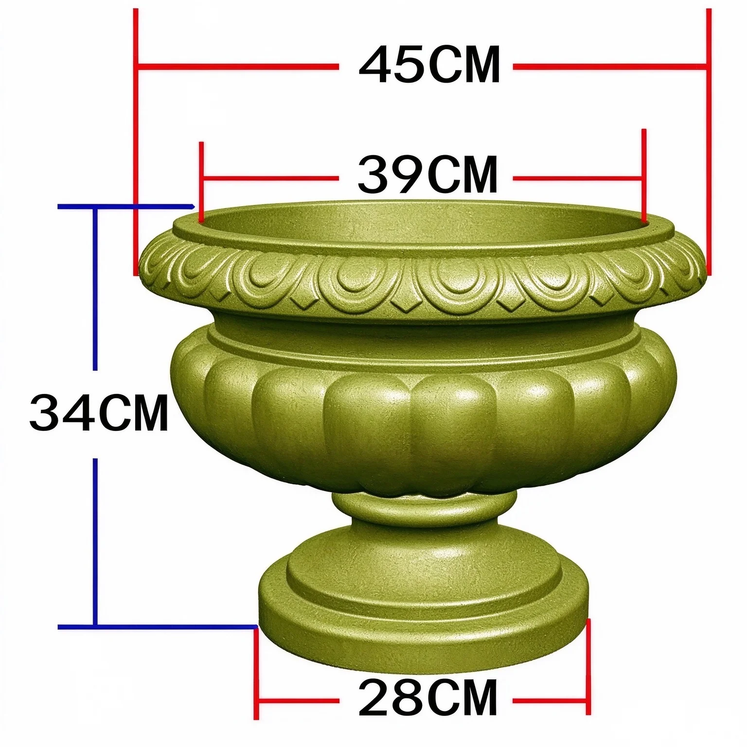 45×34cm Roman Urn Concrete Flower Pot Mold ABS Plastic Reusable Cement Planter Mould Garden DIY Decor