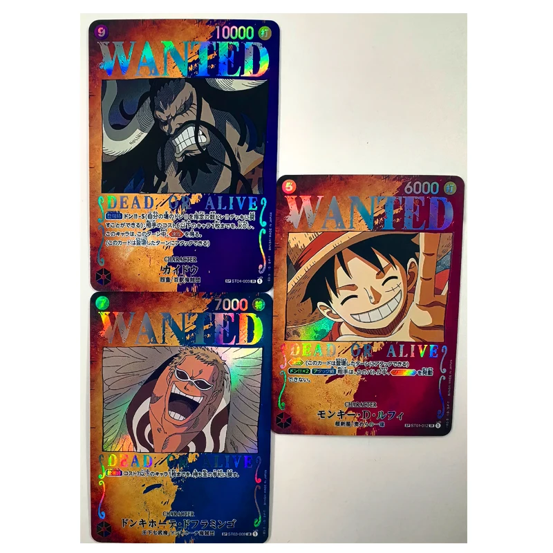 3 buah/set PTCG satu bagian Luffy Kaidou Doflamingo Piratesreward mainan hobi koleksi permainan kartu Anime