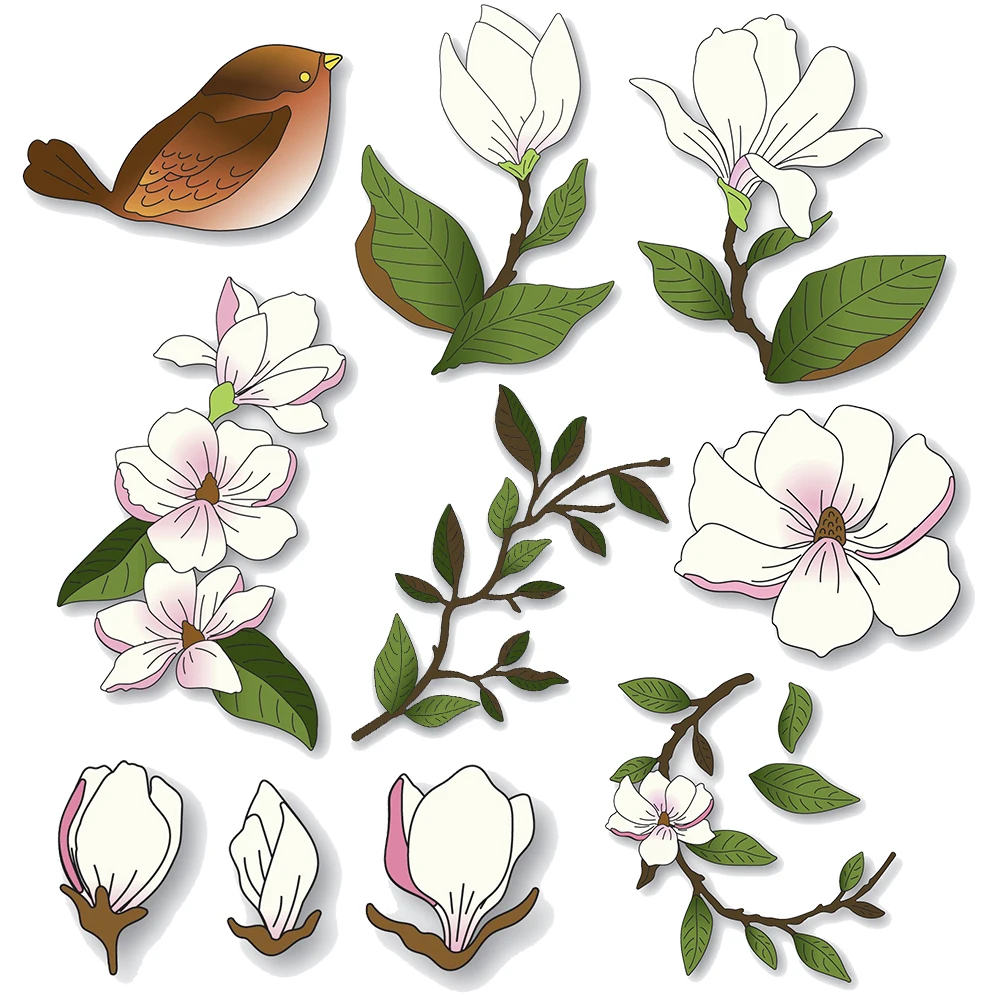 

Cute Bird Spring Flowers Leaves Metal Cutting Dies DIY Craft Card Album Photo Making Scrapbooking Stencil New 2023