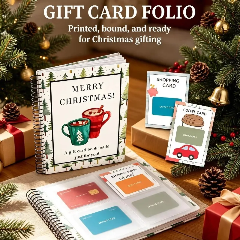 Spiral-Bound Christmas Gift Card Book Festival Christmas Gifts Festive Organizer Holder For Home Party Celebration view 6