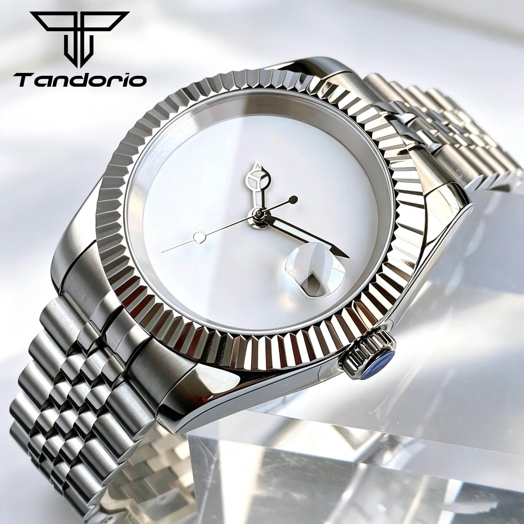 36mm/39mm White Sterile Dial Plain Fluted Bezel 100M Waterproof Japan NH35 Automatic Men Lady Watch 316L Bracelet Sapphire Glass