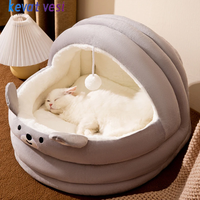 

Winter Warm Cat Bed Soft Cozy Pet Sleeping House for Small Cats Dogs Semi Enclosed Non-slip Puppy Kitten Nest Pet Supplies