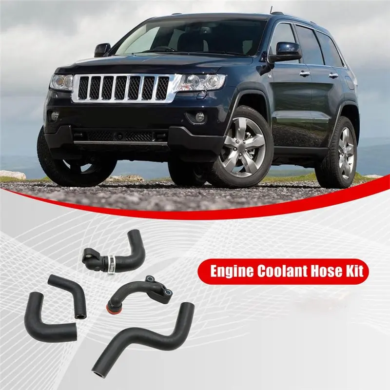 AB16-Radiator Coolant Pipe Hose Kit For Jeep Grand Cherokee 2014-19,68253365AA, 68211250AA, 68211200AC,68147604AA, 68252326AF