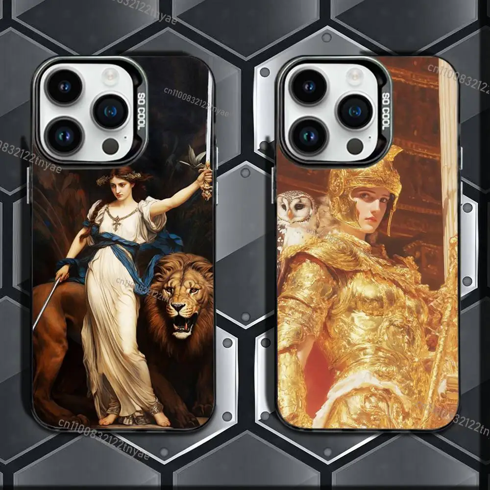 

Abstract Greek Mythology Athena Phone Case For iPhone 17,16e,16,ProMax,15,14,Plus,13,12,Mini,11,Pro Matte Colored Silver Cover