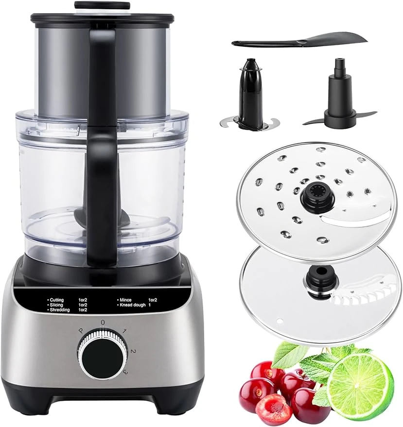 

14-Cup Food-Processors, Professional 84.5oz Large Heavy Duty Electric-Food-Processor Blender Combo With 4 Blades