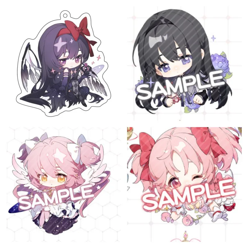 Puella Magi Madoka Magica Hot Anime Akemi Homura Kaname Madoka Acrylic Key Ring Kawaii Bag Keyring Fans Birthday Gifts