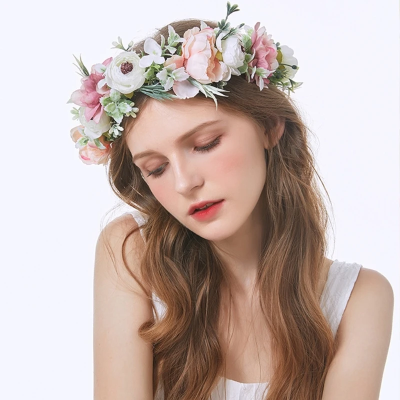 Elastic Elegant Flower Headband Model Show Wedding Hair Hoop for Bride