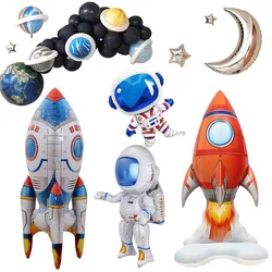 3D Astronaut Foil Balloon Rocket Balloons Space Ballons For Boy Kids Astronauta Universe Series Outer Space Birthday Party Decor