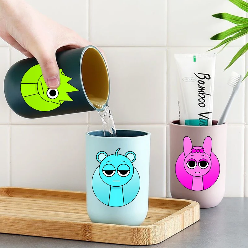Sprunkis الإبداعية غسول الفم كوب الأطفال الكرتون أنيمي المنزل فرشاة الأسنان أكواب Kawaii كوب عصير الحليب زوجين الزجاج هدية عيد ميلاد #1