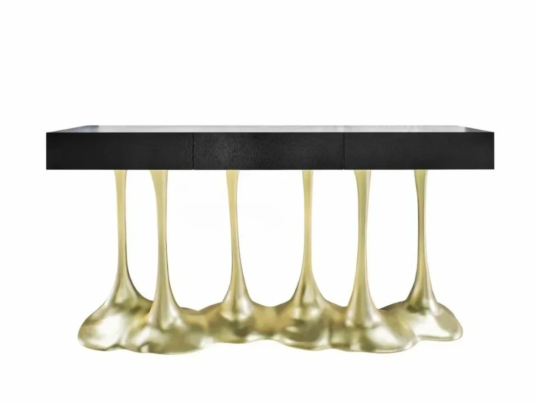 

Brass Melted Texture Entrance Cabinet Feet Creative Modern Simple Design Long Cabinet Feet Against the Wall