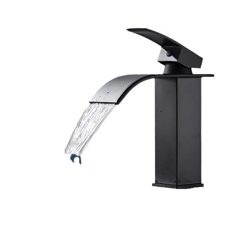 

Умывальник-водопад из черной нержавеющей стали с высоким и низким краном для гостиничной и домашней ванной комнаты, горячая и холодная унитаз