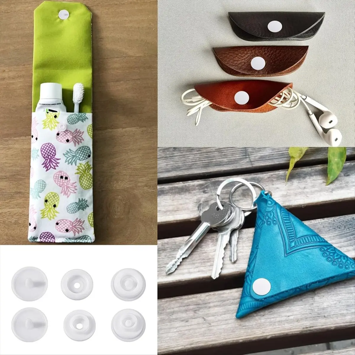 New 100 Sets T5 Plastic Snaps, White T5 Plastic Snaps No Need Tools, No-Sew Buttons for Crafts Cloth Diaper Bibs
