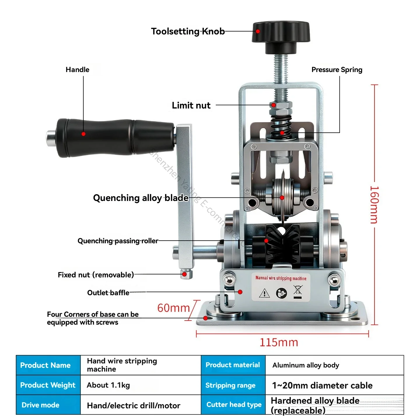 

New Hand Cranked Wire Stripping Machine for Household Waste Wires and Cables,Specialized Tool for Peeling Stripping Electric Dri
