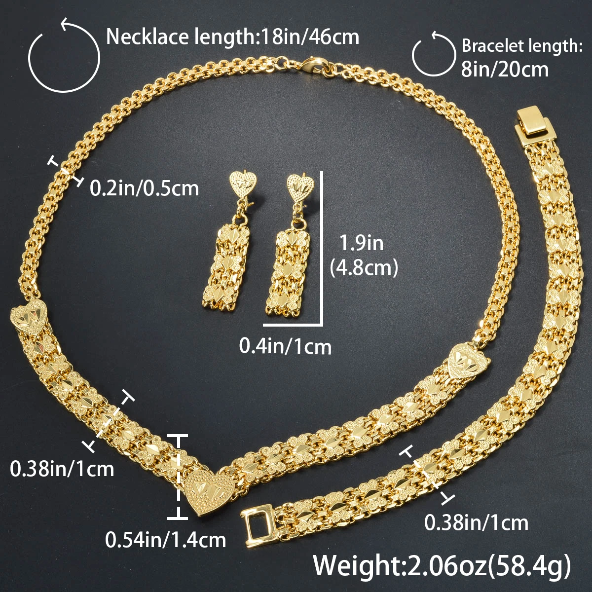 Newly Arrived Love Heart Jewelry Set Women v Shape Originality Necklaces Mom Copper Bracelet Chain Birthday Drop Earrings Party