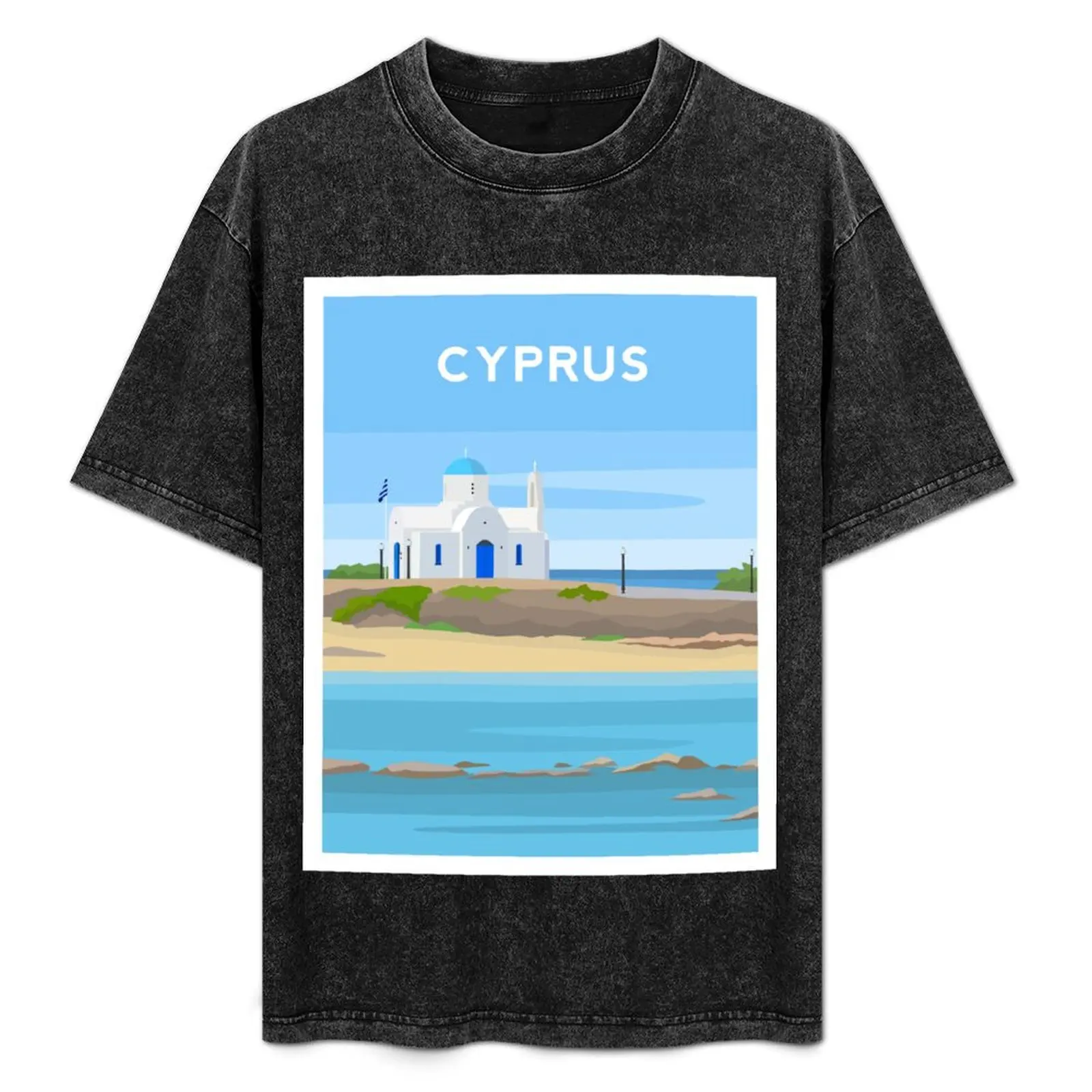 

Protaras Beach, Cyprus - St Nicholas Church T-Shirt Basic Short Sleeve Cotton Blend T-Shirt