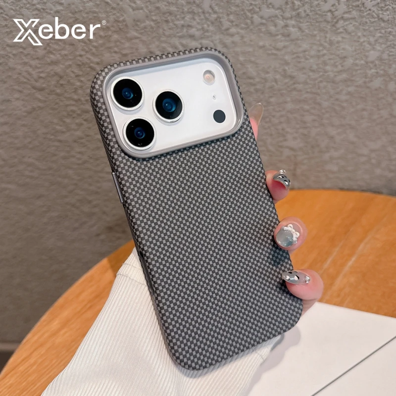 Für Magsafe Magnetische Drahtlose Lade Luxus Einfarbig Carbon Faser Telefon Fall Für iPhone 17 Pro Max 17 Luft Stoßstange zurück Abdeckung