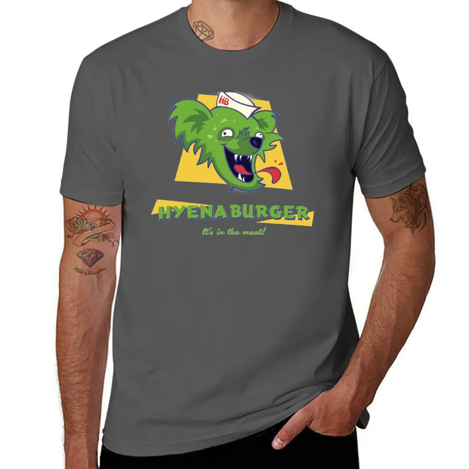 

Hyena Burger T-Shirt summer tops customizeds big and tall t shirts for men