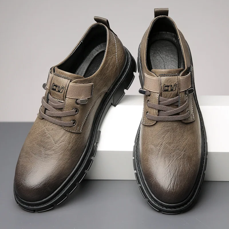 أحذية عمل رجالية جديدة غير رسمية ذات نعل سميك اتجاه الشباب النسخة الكورية أحذية عمل ريترو غير قابلة للانزلاق ناعمة Sole6568