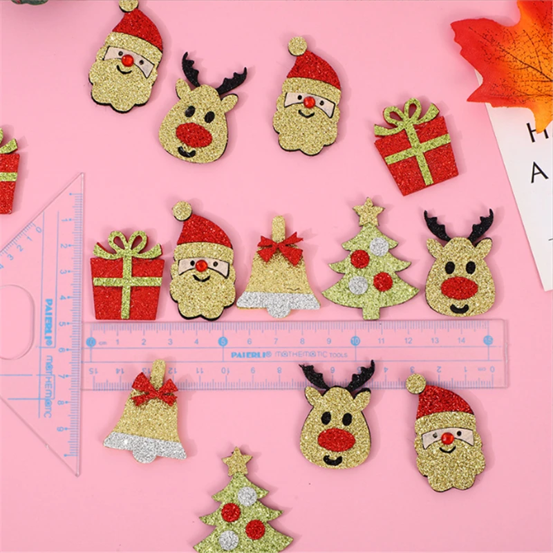 50pcs/lot new creative  xmas santa claus charm connectors for diy ornament hair xmas tree bag decor jewelry accessories material