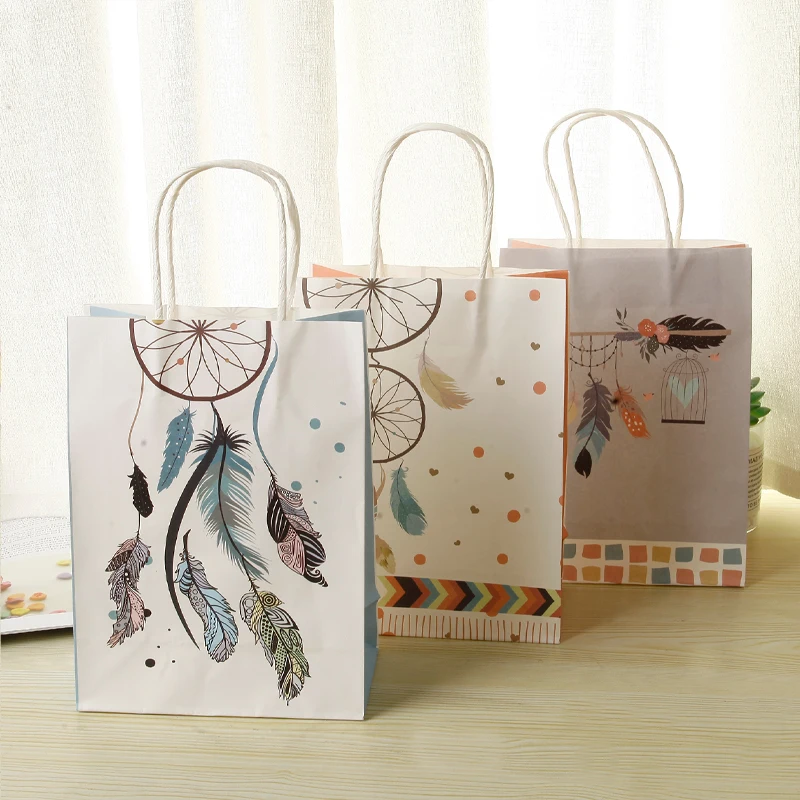 

10 pcs/lot 22*16*8cm Creative Dream Catcher Gift Paper Bags Festival Wedding Party Favor Decoration Gift Bags Packaging