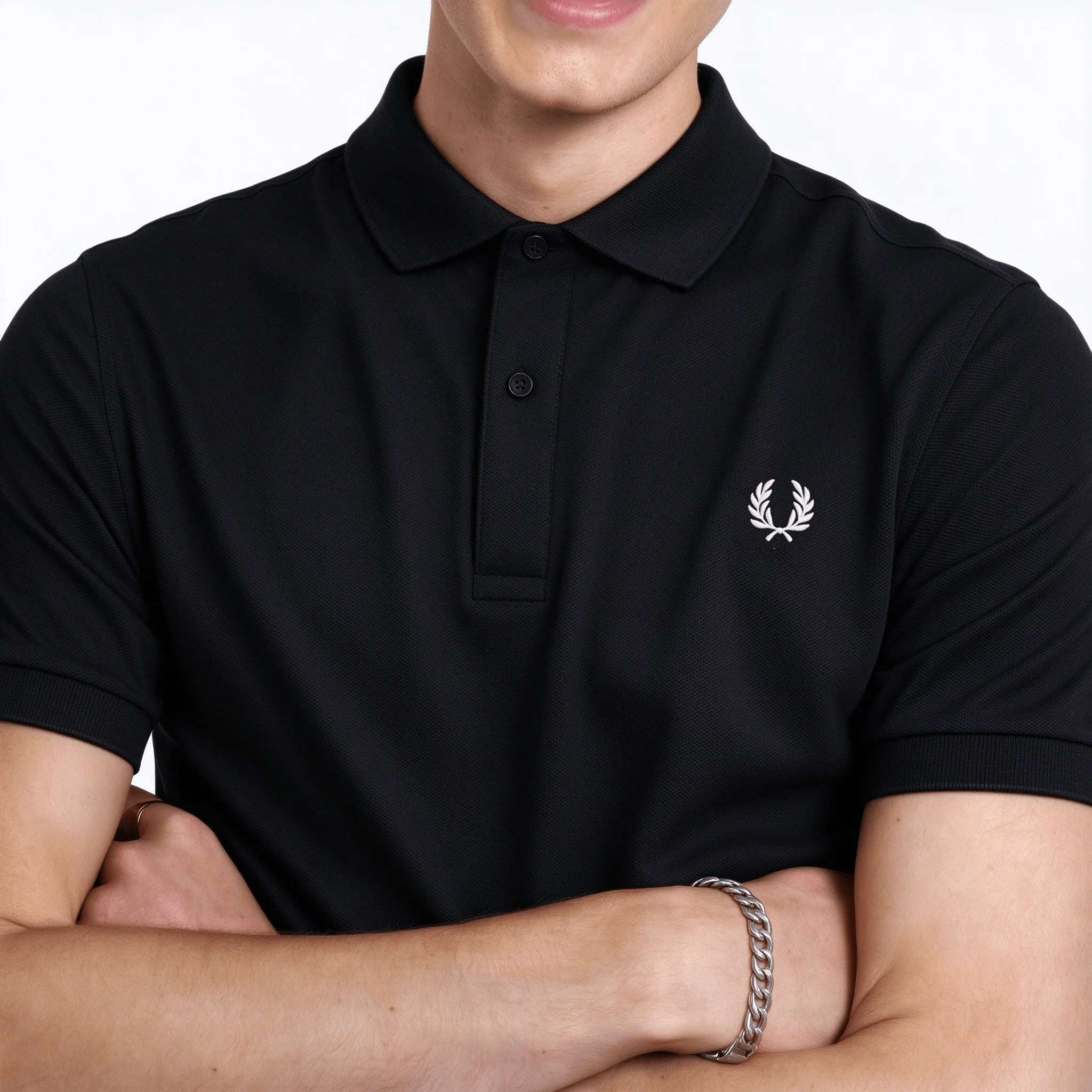 Fred Perry Embroidered POLO Men's FP Nano Small Collar Quick Dry Collar Solid Color Short Sleeve Business Casual T-shirt Top