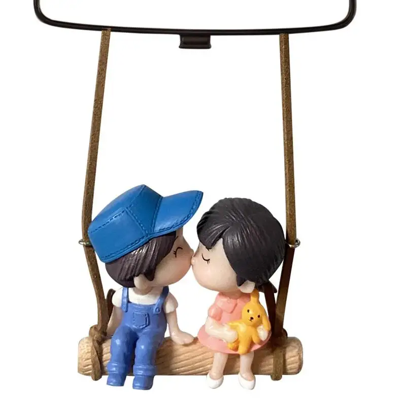 

Rearview Mirror Swing Pendant Cartoon Swinging Couple Decor Car Dangling Figurine Rearview Mirror Decorations For Keychains