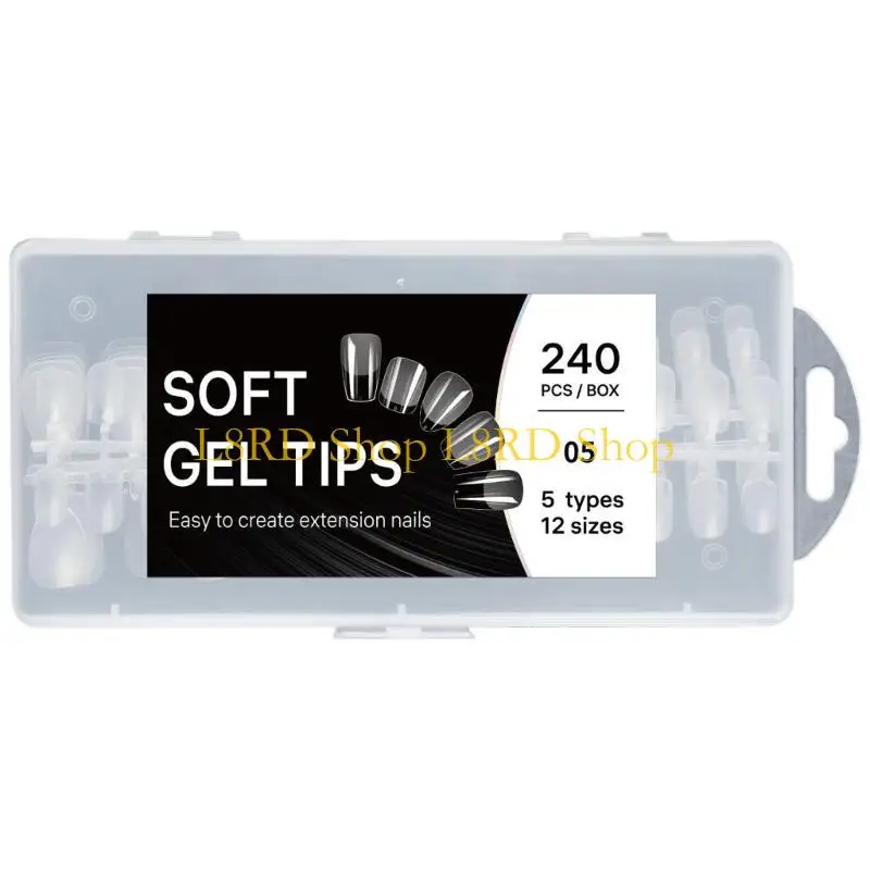 L8RD Press on Full Cover Tips with 5 in 1 Artificial Nails for Beginners