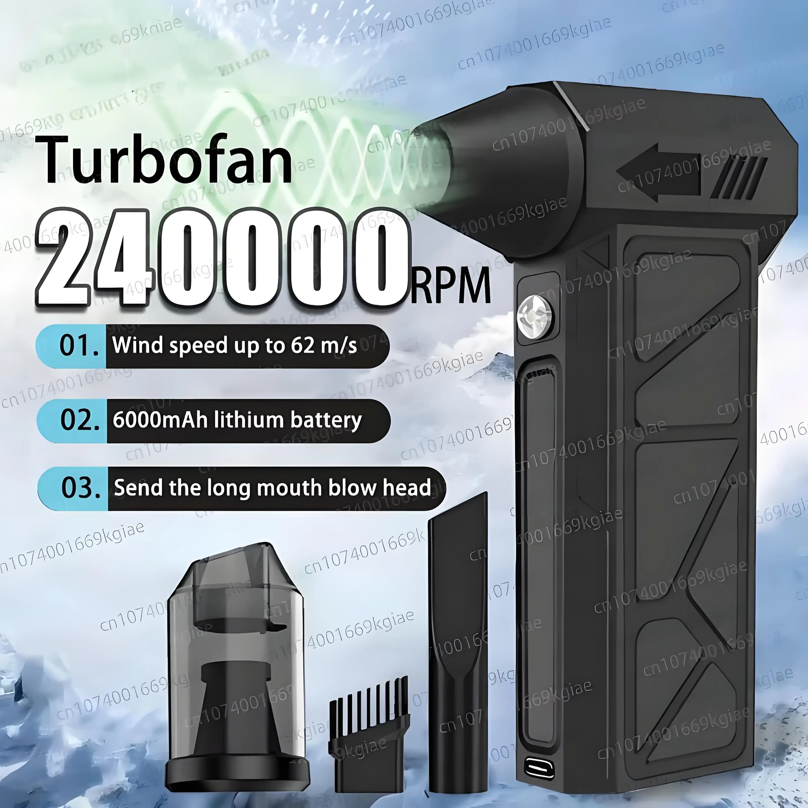 New 240000RPM Brushless Motor Electric Turbo Jet Fan High-Speed Turbo Violent Fan USB Rechargeable Powerful Dust Blower New