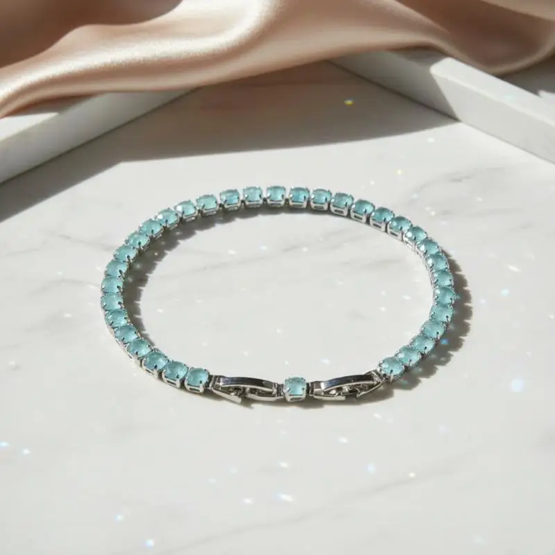 Micro-inlaid Zircon Tennis Bracelet Polished Smooth Surface Shiny Jewelry for Couple Matching Wear New Year Present