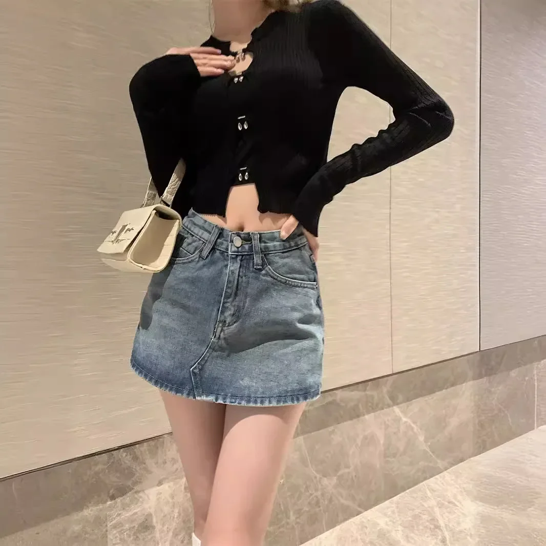 Ins Summer Women High Waist Vintage Shorts Skirts Lady Sexy Nightclub Denim Dress Female Punk Light Blue Black Grey Jeans Dress