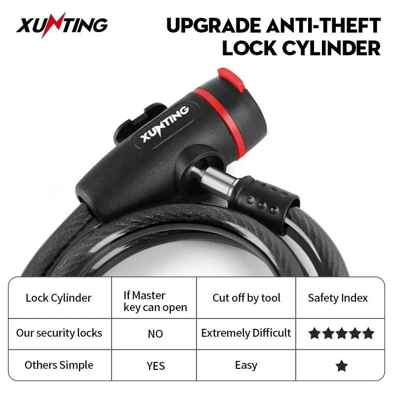 Xunting Hot Sale Bicycle 2 Keys Anti-theft Password Lock Mountain Bike Portable Bicycle Lock Chain Lock MTB Bicycle Accessories