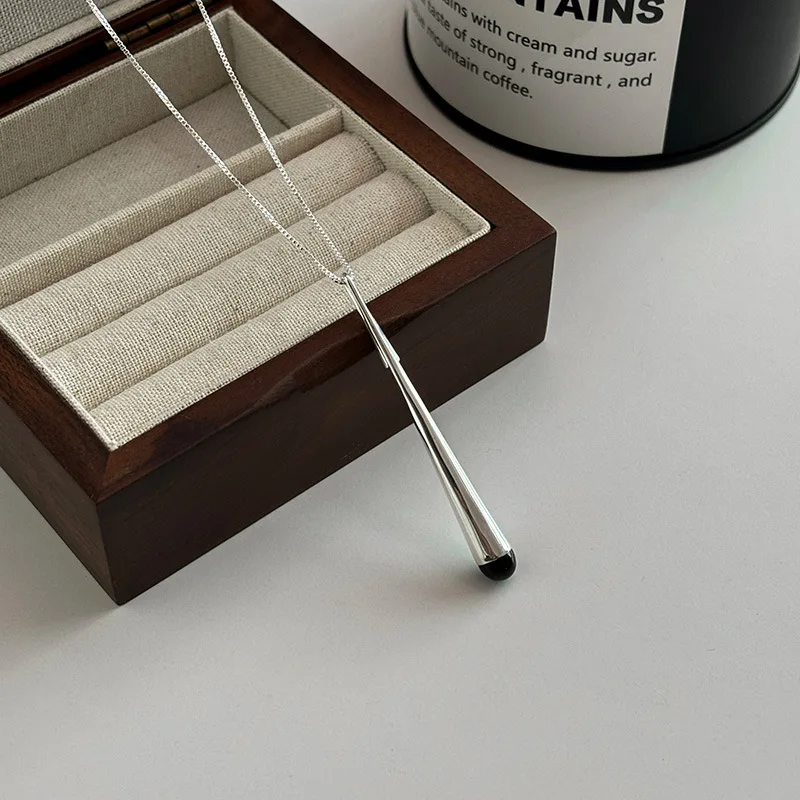 

925 Sterling Silver Neck Chain Water Droplet Pendants Necklaces Women Luxury Jewelry Exquisite Elegant Accessories Argent 925