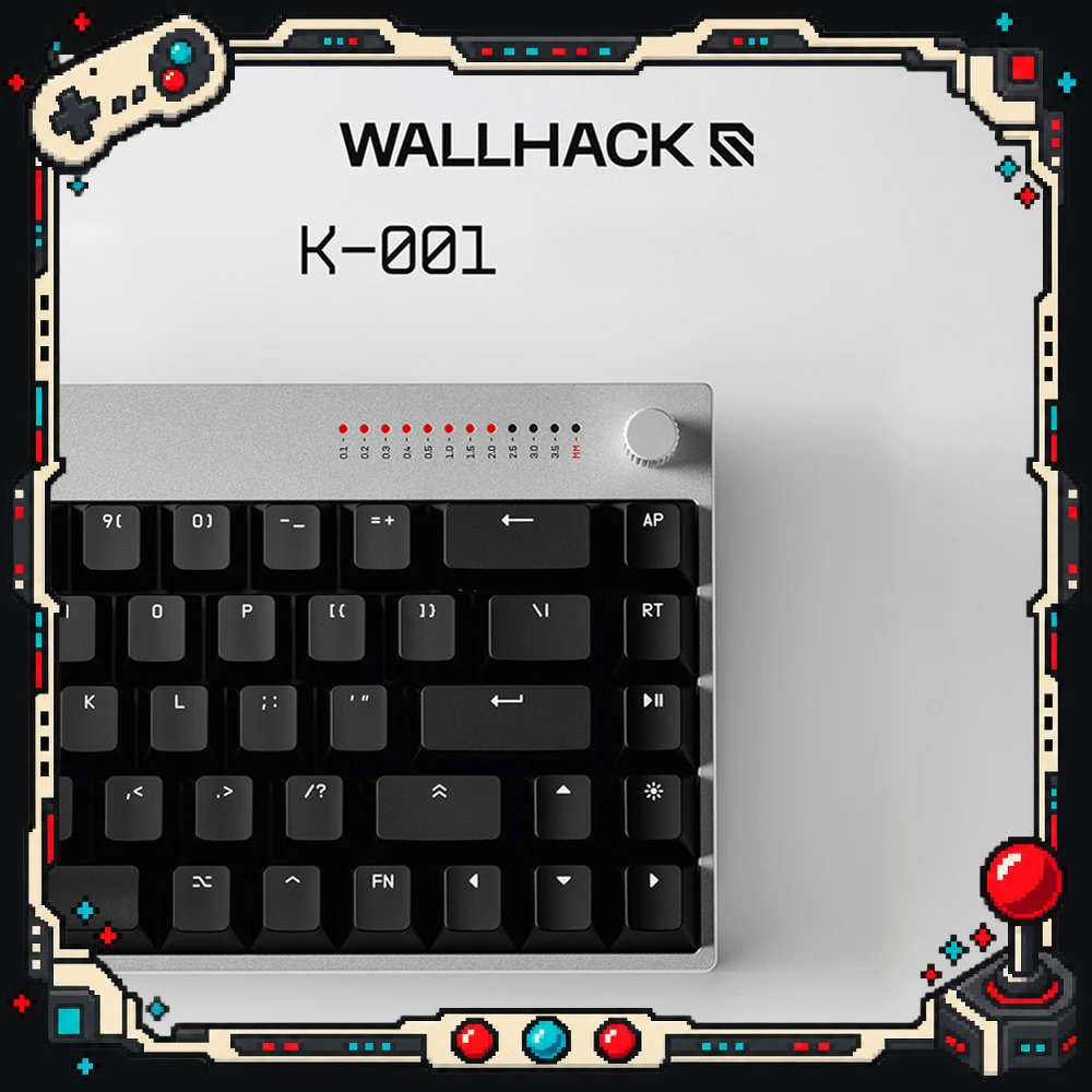 Teclado para jogos WALLHACK K-001 com interruptor magnético, taxa de polling de 8000 Hz, teclas substituíveis, layout 65% e interruptores mecânicos co