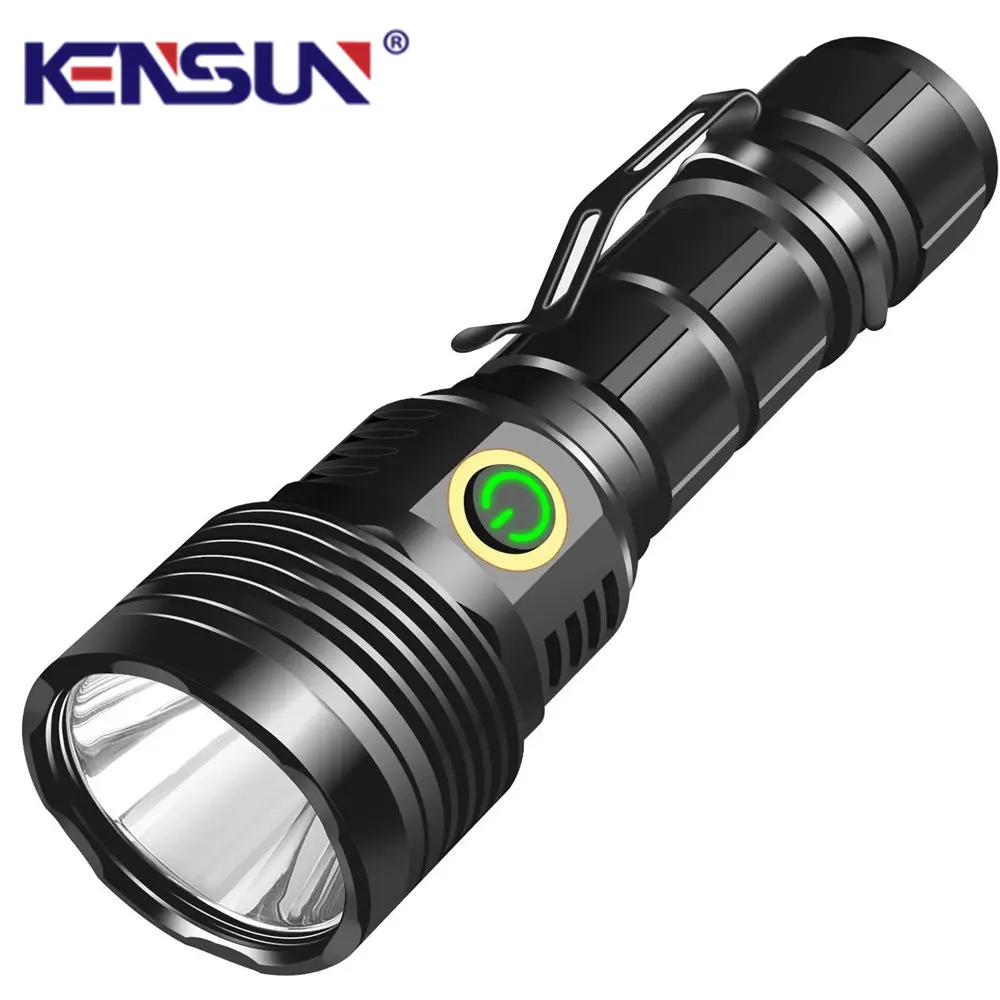 High Power ST40 LED Light Cup Flashlights Fixed Focus Long Range Waterproof Tactical Flash Light USB Rechargeable Camping Torch