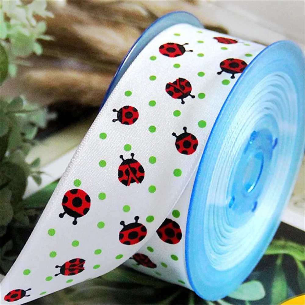 

25Yards 38mm White Wired Edges Ribbon with Beetle for Christmas Birthday Gift Box Wrapping Festival Decoration DIY 1-1/2 inch