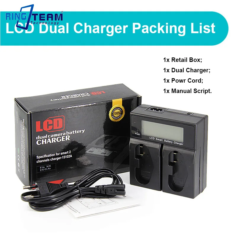 EN-EL4 EN-EL4a Battery LCD Dual Charger MH-22 MH-21 for Nikon D2 D3 Digital SLR D2H D2Hs D2X D2Xs D3 D3s D3x F6 Cameras