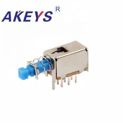 10PCS PS-22E05 6pins blue A03 Straight key switch Push button switch with self-locking