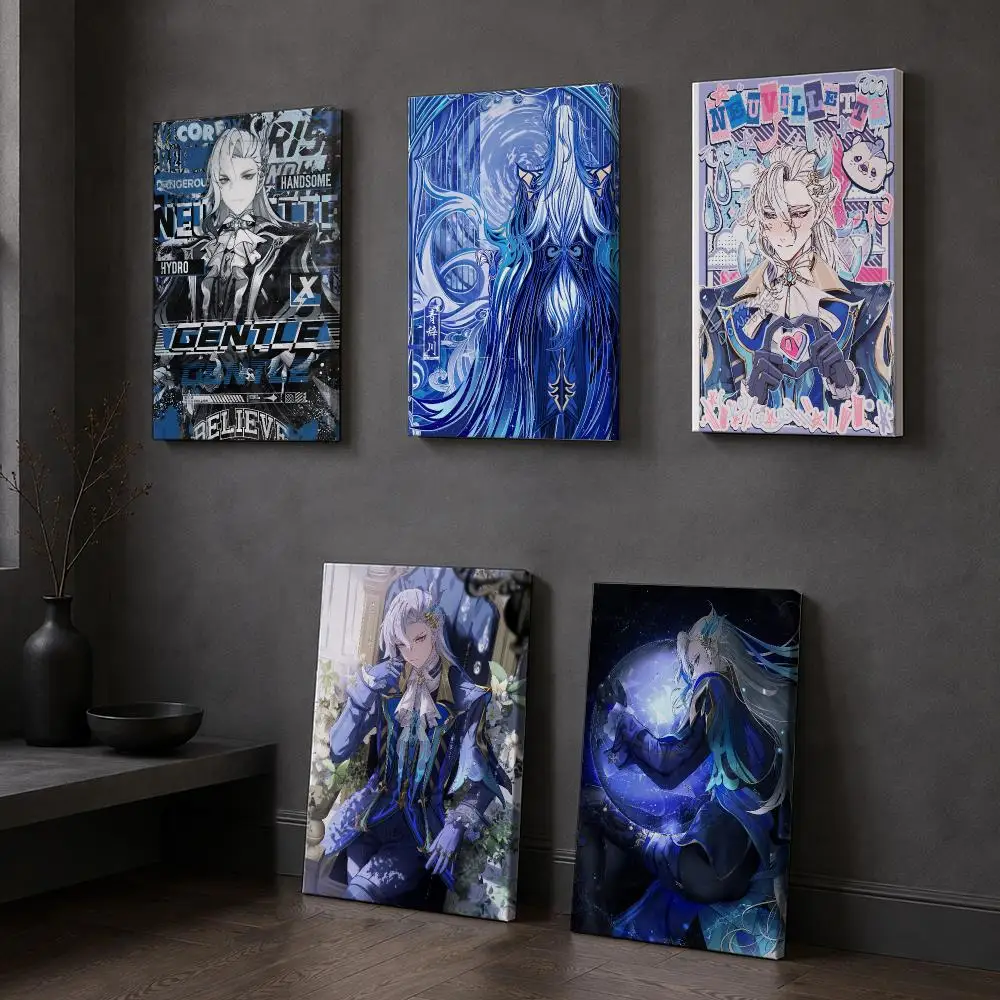 Game G-Genshin Impact Neuvillette Framed Wall Painting Modern Framed Canvas Wall Art Print Home Decoration Poster Living Room