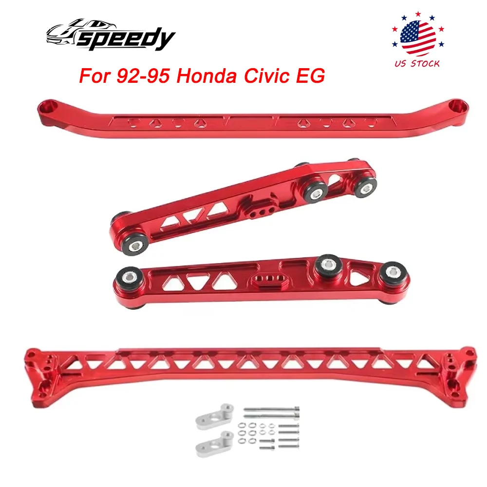 

Для 92-95 Honda Civic EG красный задний нижний рычаг управления комплект распорки подрамника