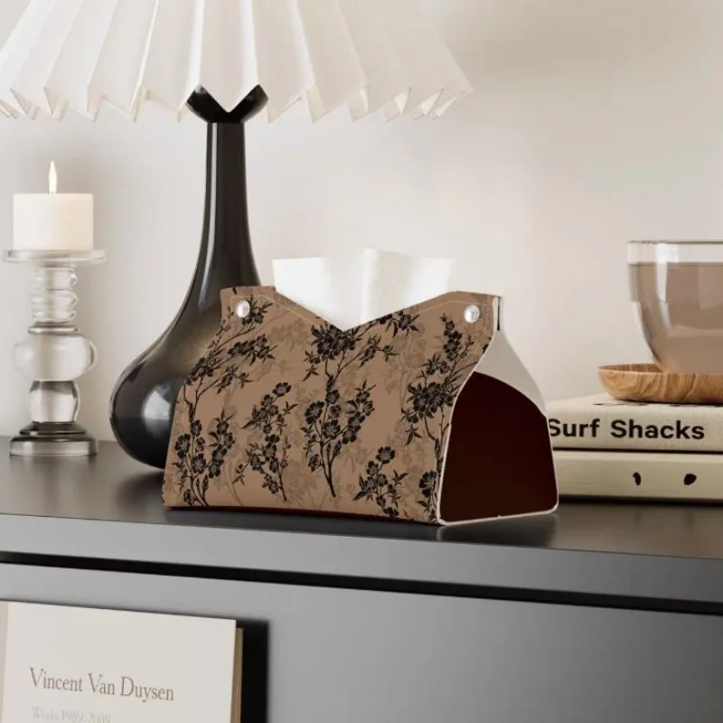Simple Retro Flower Light Luxury Pumping Carton Living Room Bedroom Dormitory Office Decoration Ornament Storage Tissue Box