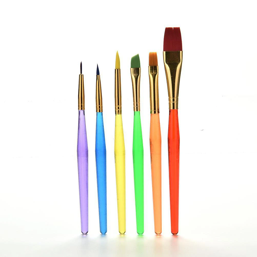 6 Pieces Set Of Children's Paint Brush With Nylon Hair