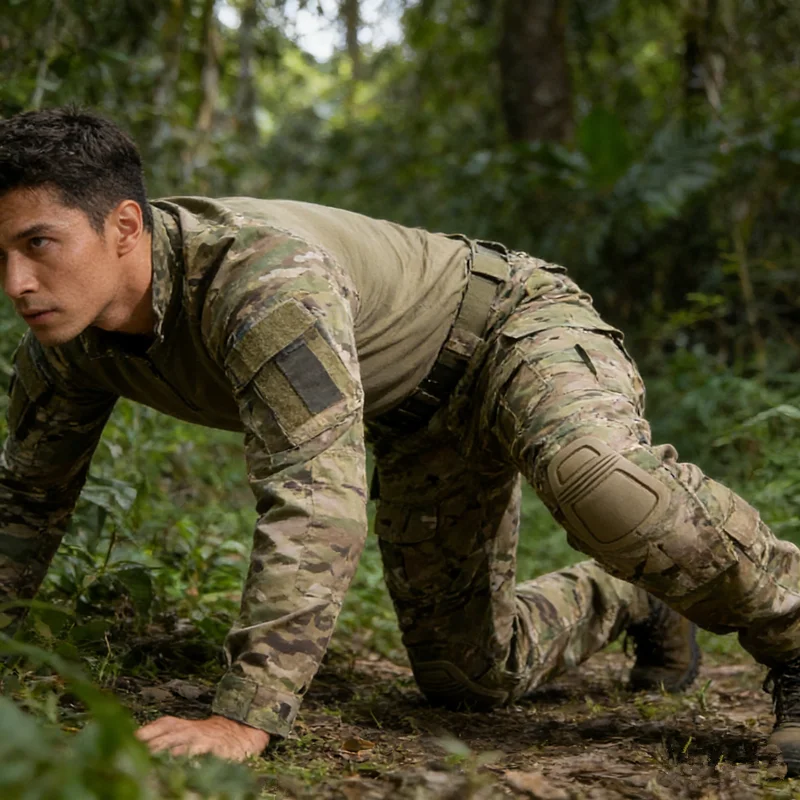 2026 Multicam Tactical Combat Pants Wear-resistant Outdoor Hiking Pants with Knee Pads for Paintball Hunting