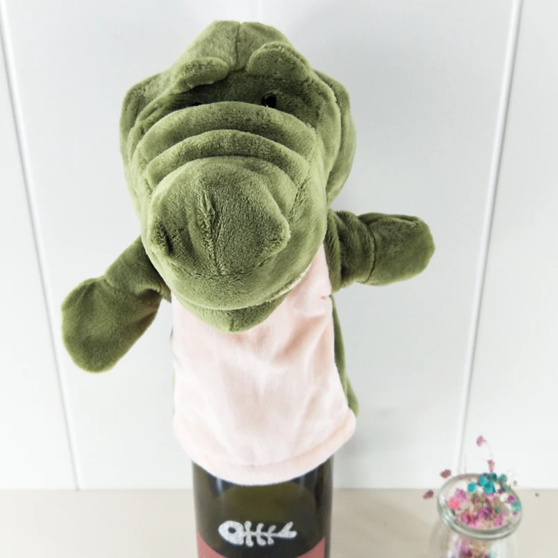 Weiches gefülltes Geschenk, grünes Krokodil, großer Mund, Handpuppe, Plüschtier