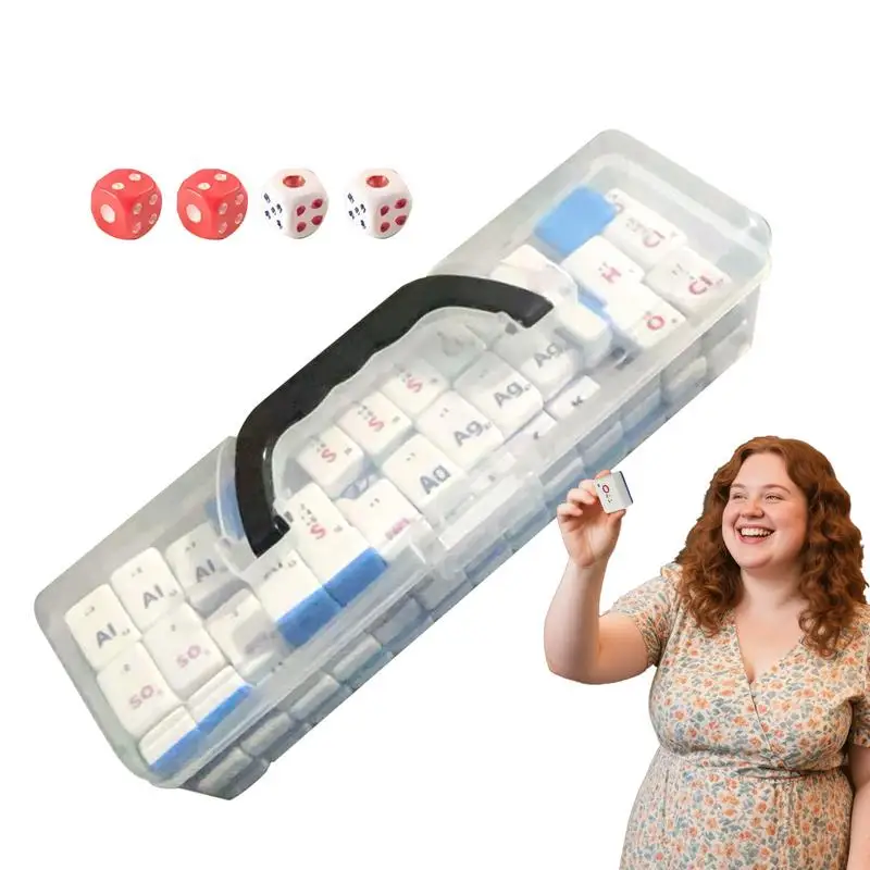 Mahjong-Fliesen-Set, Periodensystem, Brettspiel, Lernspielzeug mit Chemie-Element-Symbolen für Familien, Freunde, das trinken