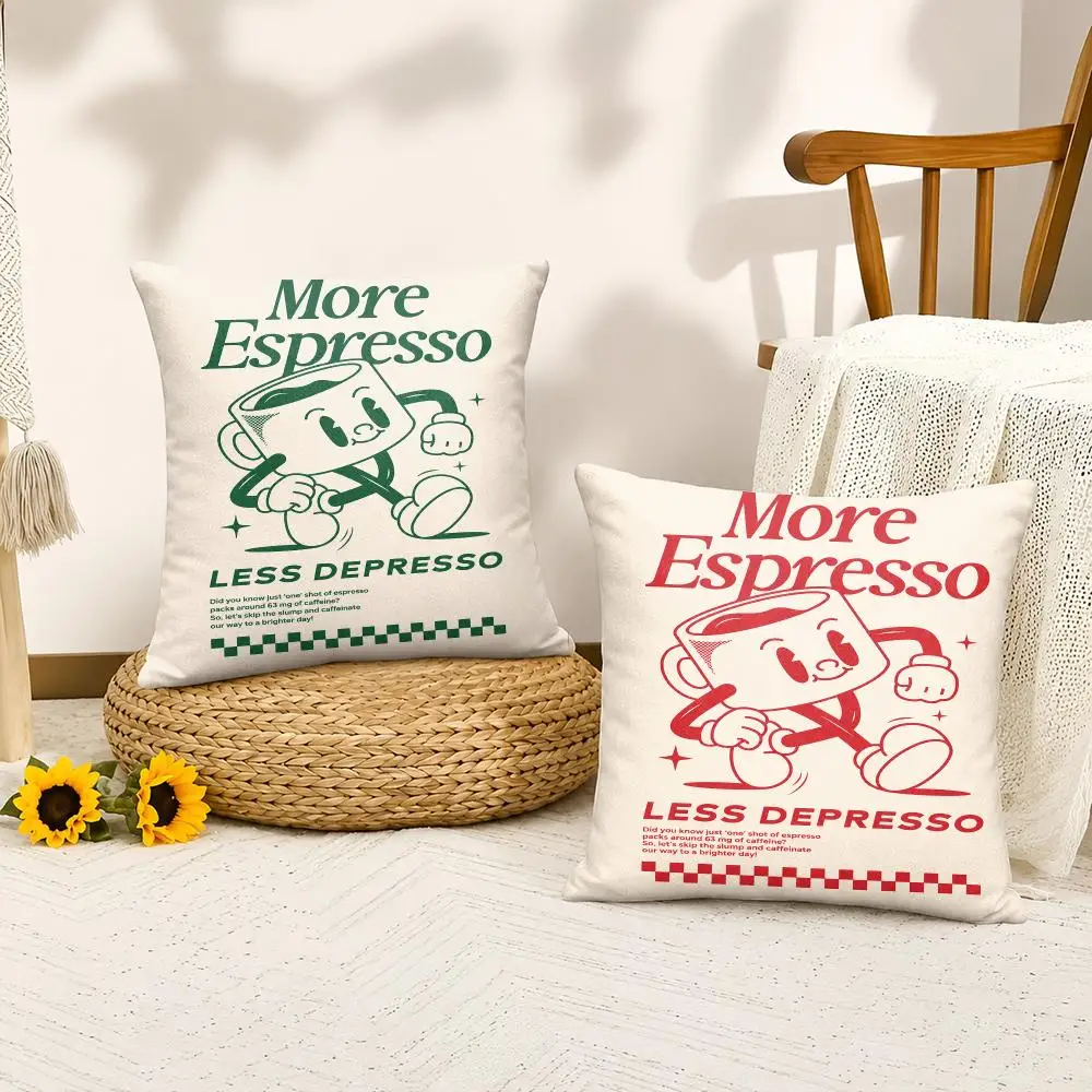 More Espresso Less Depresso Cushion Cover Silky Short Plush Invisible Zipper Dustproof Sofa Pillow Case For Home Decor