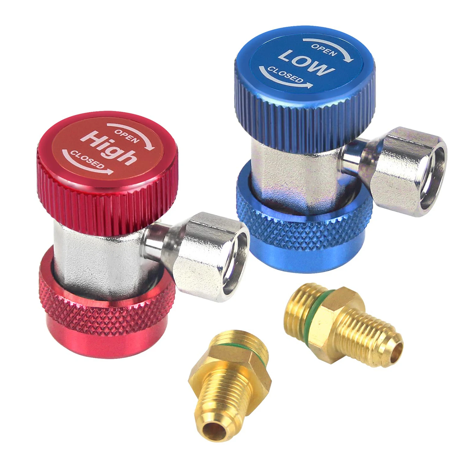 1pair R134A AC Auto Freon Air Condition Adapter Refrigerant Adjustable Quick Coupler High Low Connector Manifold Gauge Set