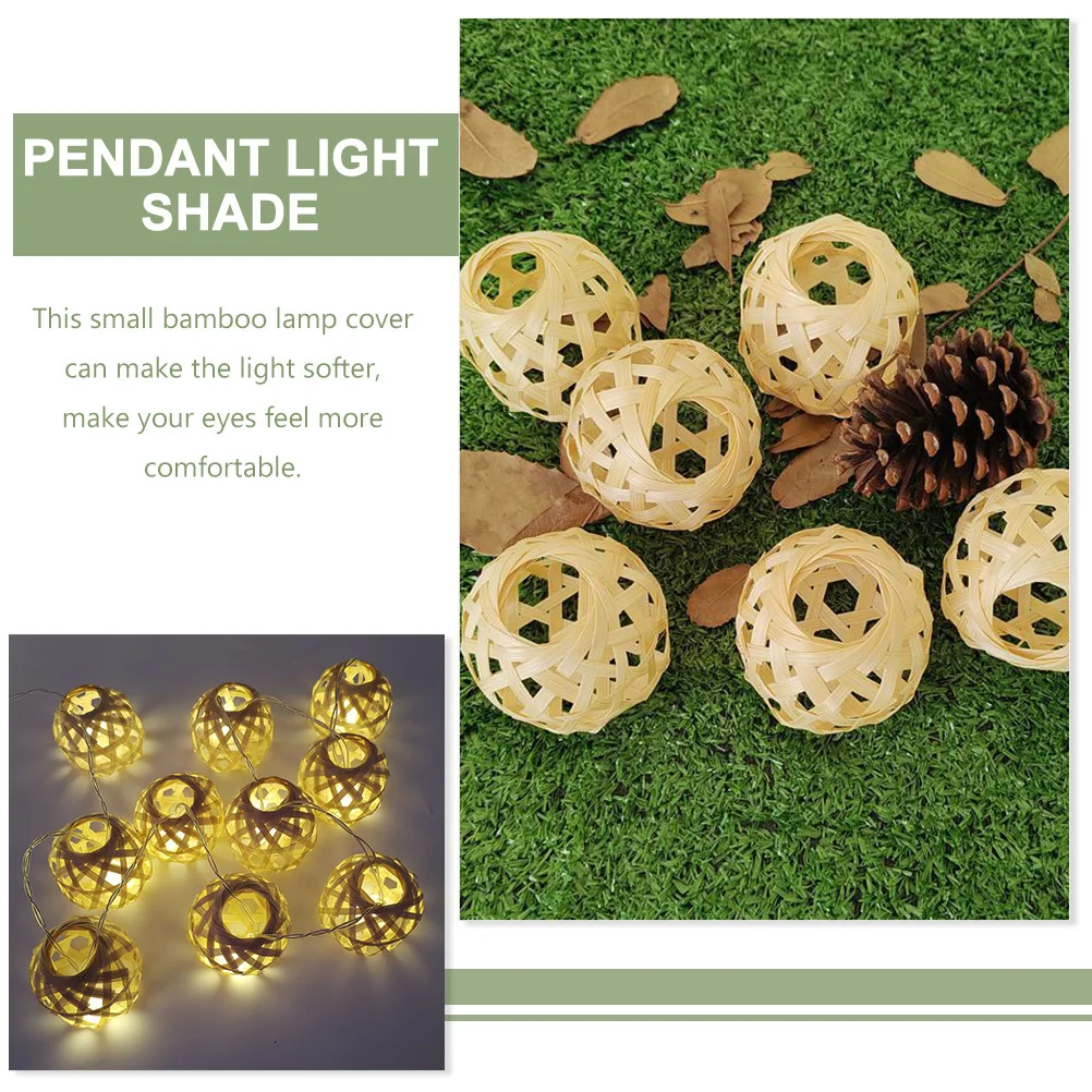 

4Pcs Mini Bamboo Lamp Shades Small Replacement Light Covers Rustic Lamp Cage for Bedroom Table Floor Lamps Home Decor Warm