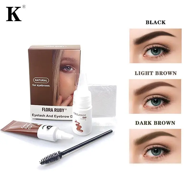 Professional Series Henna Eyelash Eyebrow Dye Tint Gel Eyelash Brown Black Color Tint Cream Kit, 15-minute Fast Tint Easy Dye