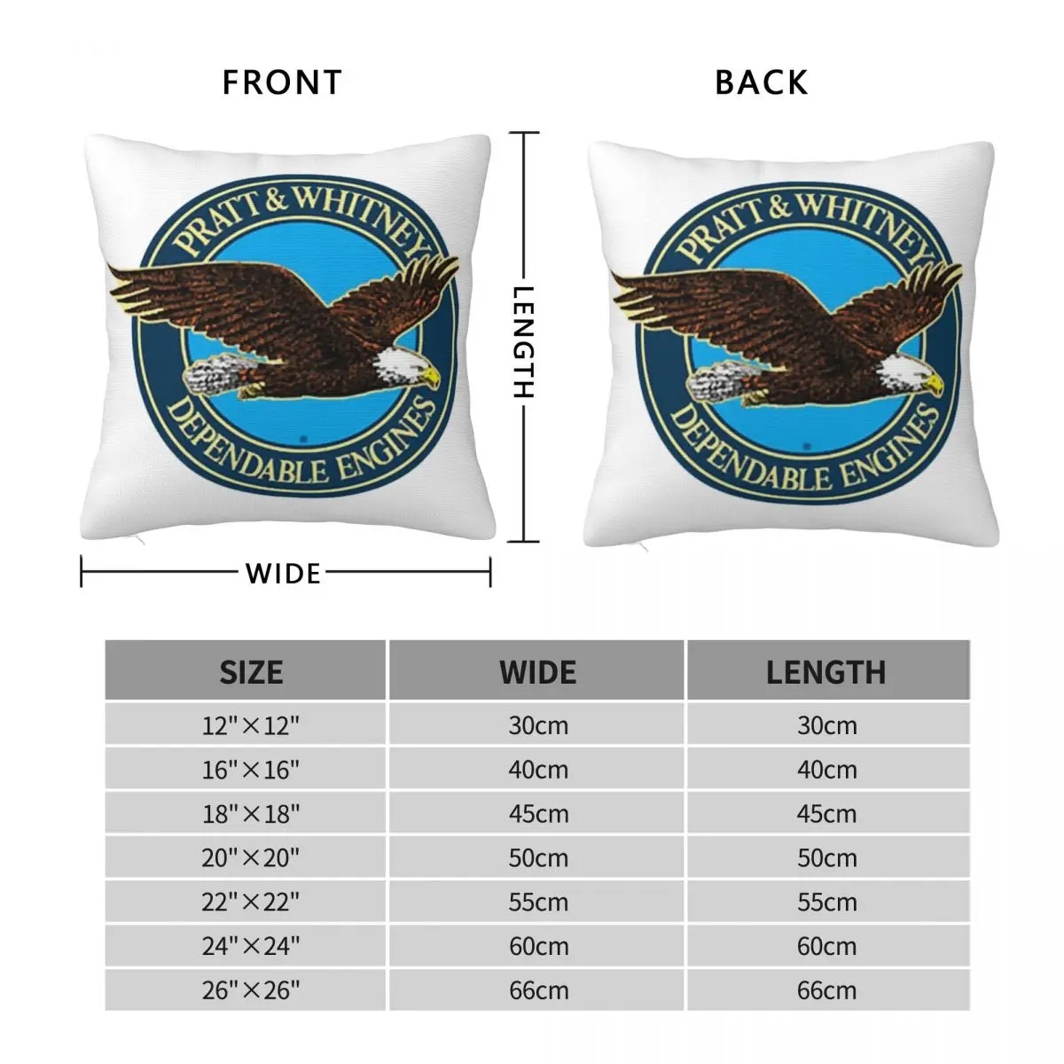 Pratt and Whitney Logo Dependable Engines Square Pillowcase Pillow Cover Cushion Zip Decorative Throw Pillow for Home Bedroom